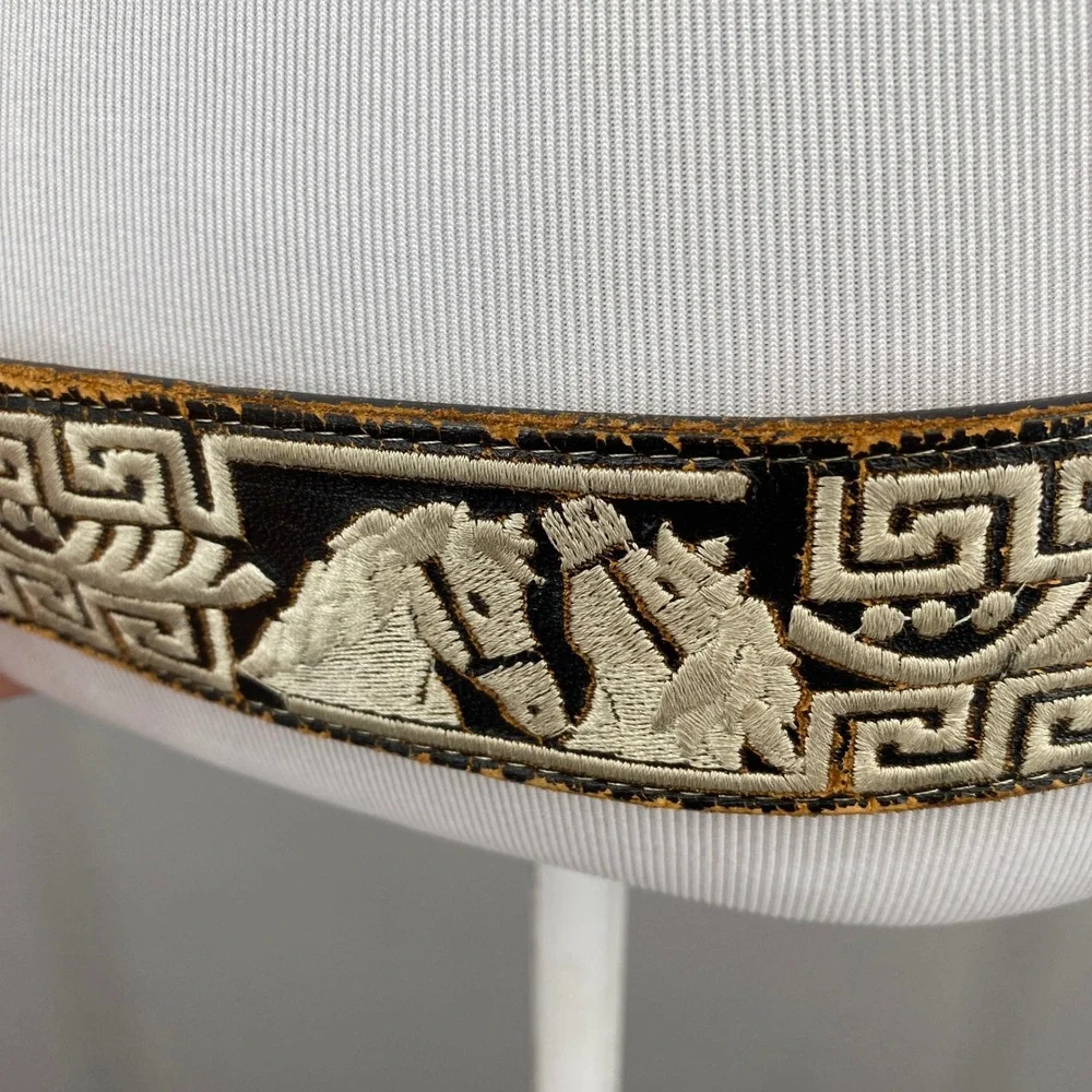 Vintage Piteado Leather Horse Belt Mens 34 Mexico 